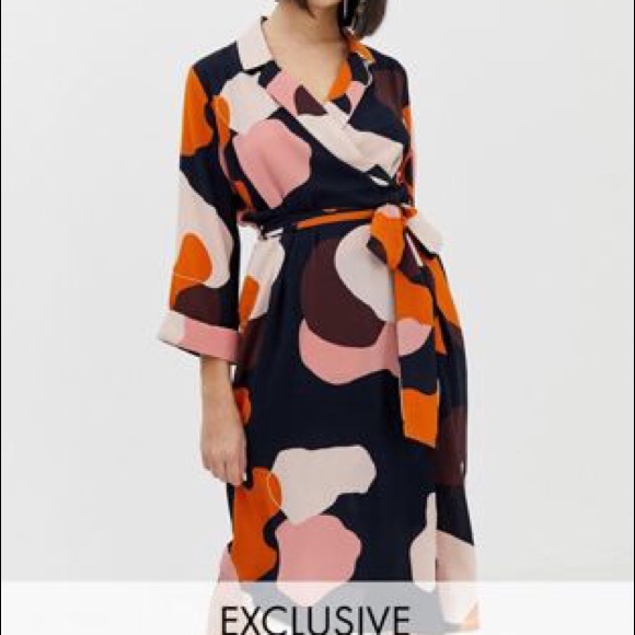 ASOS Dresses & Skirts - NWT Monki Scandi/ASOS Kimono Wrap Dress, XS/S(2/4)